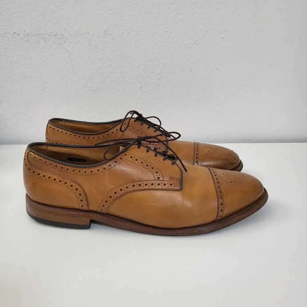 ALLEN EDMONDS Colton Dress Shoes Men 11 Brown Tan Leather Captoe Brogue Oxford
